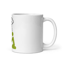 Load image into Gallery viewer, Right side of white glossy mug with plant design