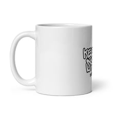 Load image into Gallery viewer, White mug with black text on a white background