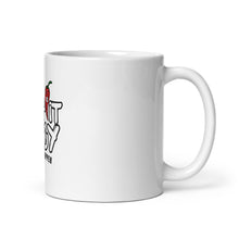 Load image into Gallery viewer, White mug with a graphic design on a white background