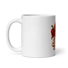 Load image into Gallery viewer, White mug with a red chili pepper design on a white background